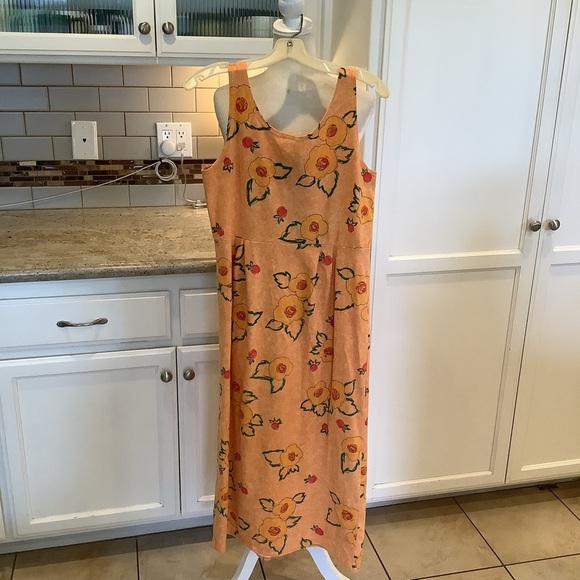 Floral Sleeveless Orange Dress Size Medium Vintage Styleworks - Picture 3 of 6